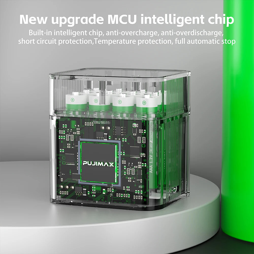  PUJIMAX  Rechargeable Ni-MH 1.2V AAA 1100mWh Smart Charging Compartment  Ni-MH Battery Rechargeable Charger Fast Charging