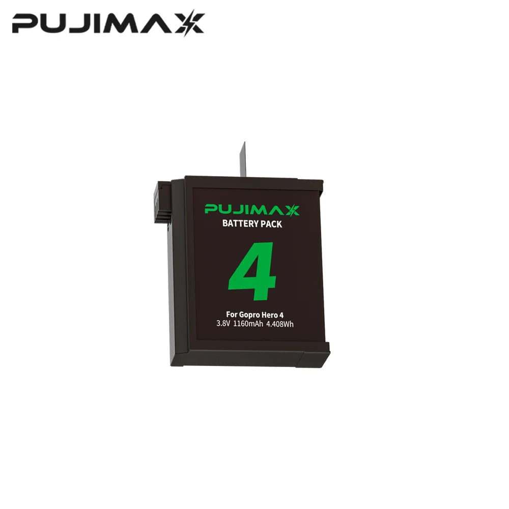 PUJIMAX 1160mAh Gopro Hero 4 Battery Replacement+2-Slots USB Charger for GoPro HERO4 Action Camera Rechargeable Battery