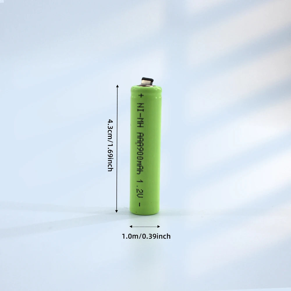 PUJIMAX 1.2VAAA Rechargeable Battery 900mah Ni-MH Cell Green Shell with Welding Tab for Philips Electric Shaver Razor Toothbrush