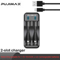 PUJIMAX 2/4/8-slot Battery Charger for 1.5V AAA/AA Li-on Rechargeable Battery Short Circuit Protection LED Display USB Charger