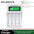PUJIAMX AA/AAA Rechargeable Battery Charger LCD Display Portable Type C Cable Battery Charger for 1.2v AA/AAA Ni-MH Batteries