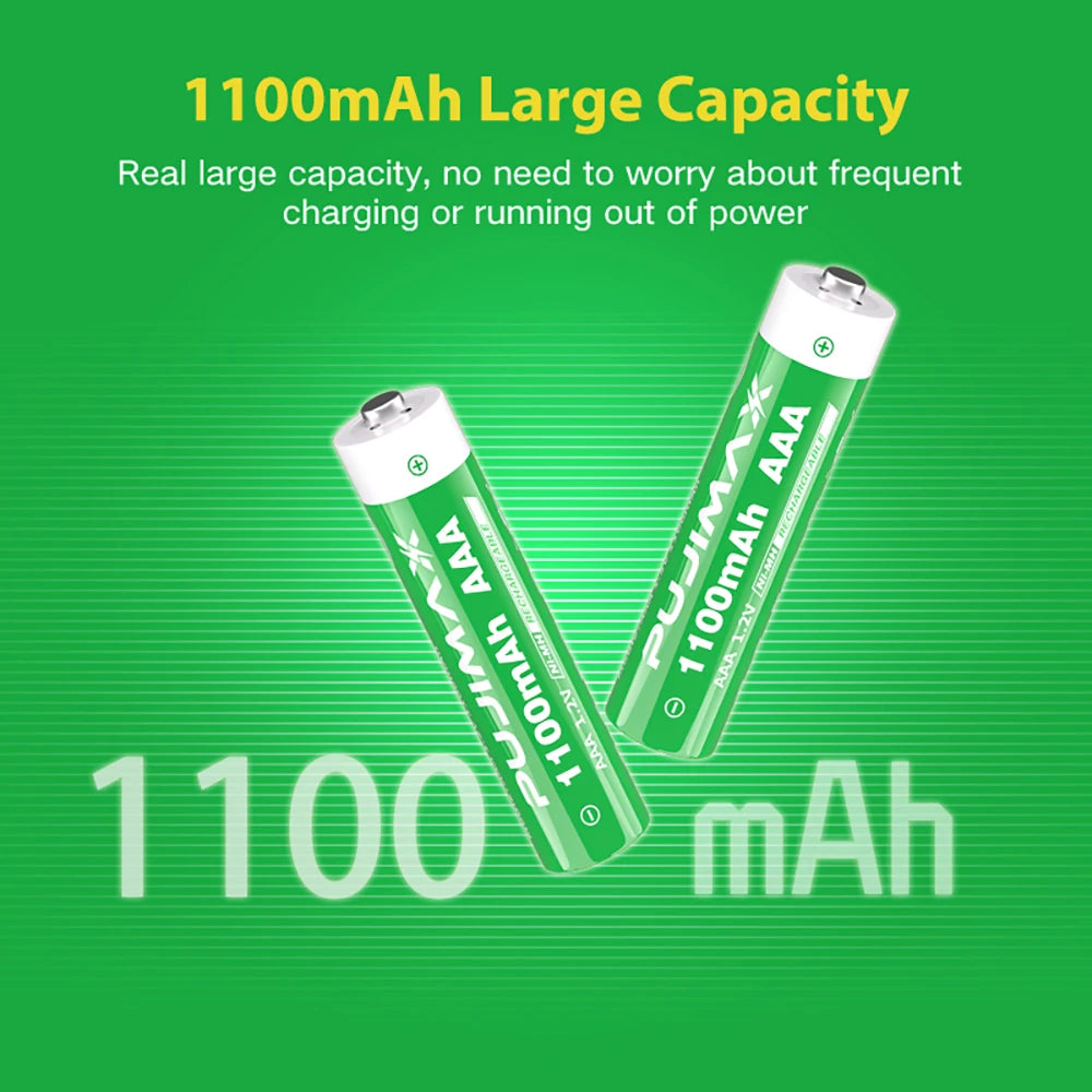 PUJIMAX AAA Rechargeable Batteries High Capacity 2700mAh /1100mAh 1.2V Ni-MH AA/AAA Battery for Clocks Mice Toys+Battery Charger