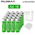 PUJIMAX AA Rechargeable Li-ion Battery 1.5V AA 3400mWh Li Ion Battery Watch for Toys MP3 Player Thermometer Keyboard + Cable