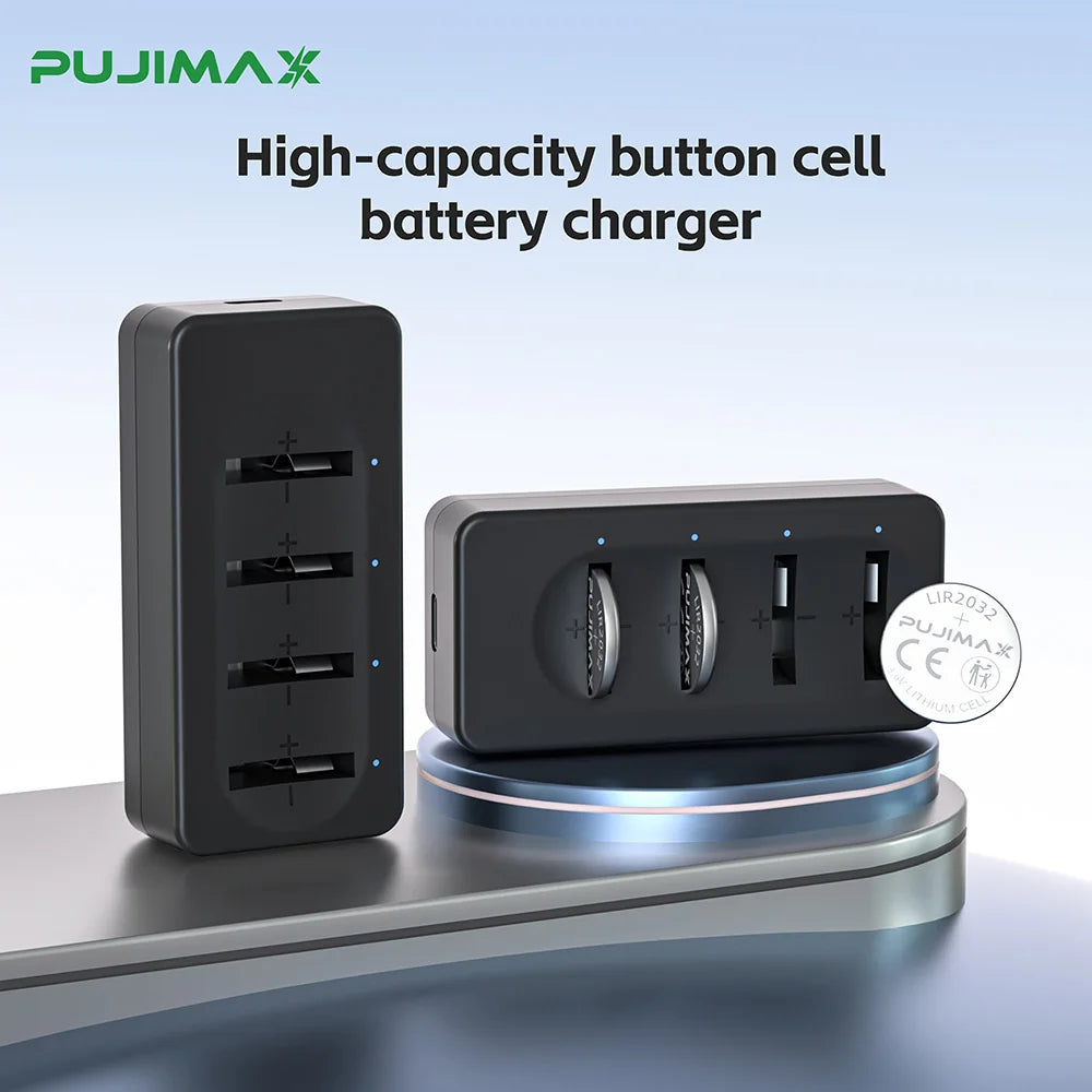 PUJIMAX High Quality Universal USB Interface 4-Slot Charger for LIR220 LIR1632 LIR2032 LIR2025 LIR2016 LIR2450 Button Battery