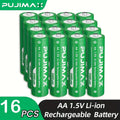PUJIMAX Rechargeable Lithium Battery+Charger 1.5V AA 3400mWh Li-ion Battery High Capacity Battery for Mouse Remote Control Clock