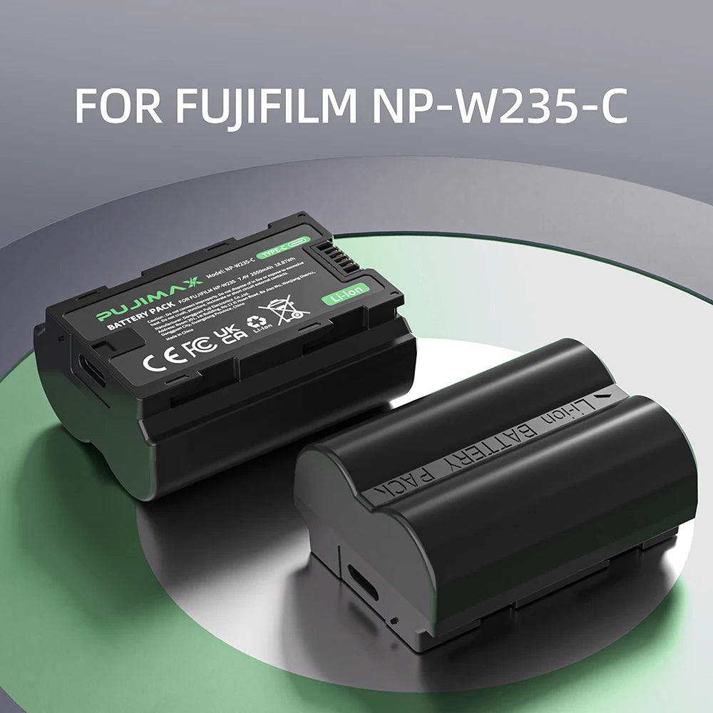 PUJIMAX 2600mAh NP-W235 NP W235 Battery USB-C Rechargeable Camera Battery For Fujifilm X-T5 X-T4 GFX 100S X-H2S X-S20 GFX 50S II