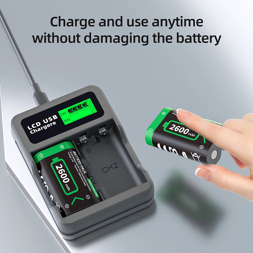 PUJIMAX 2-10pcs 2600mAh XBOX Battery Rechargable Batteries Pack For XBOX Serise S/X and XBOX ONE S/X/Elite With＆ Chaging Cable