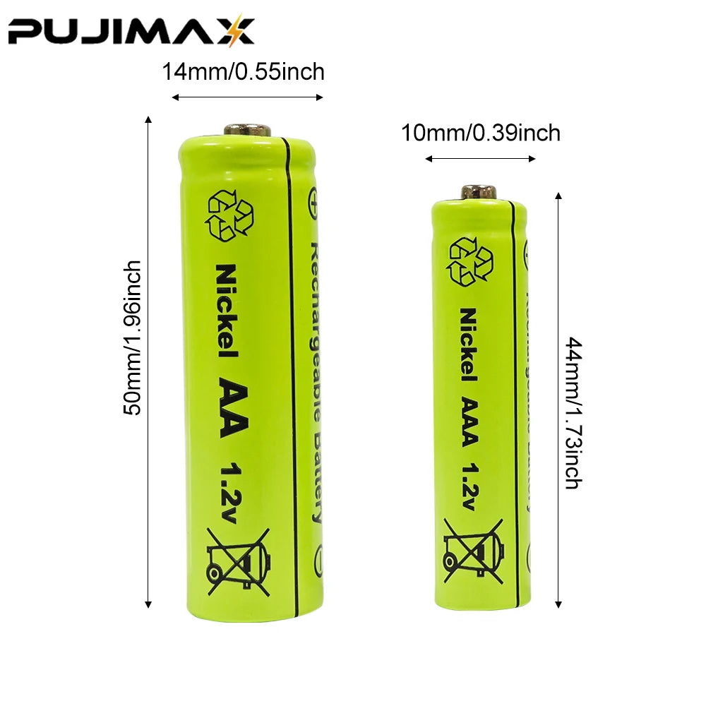 PUJIMAX AAA Rechargeable Batteries 1150mAh 1.2V 2600mAh AAA Ni-MH Battery for Garden Landscaping Outdoor Solar Lights Toys Mouse
