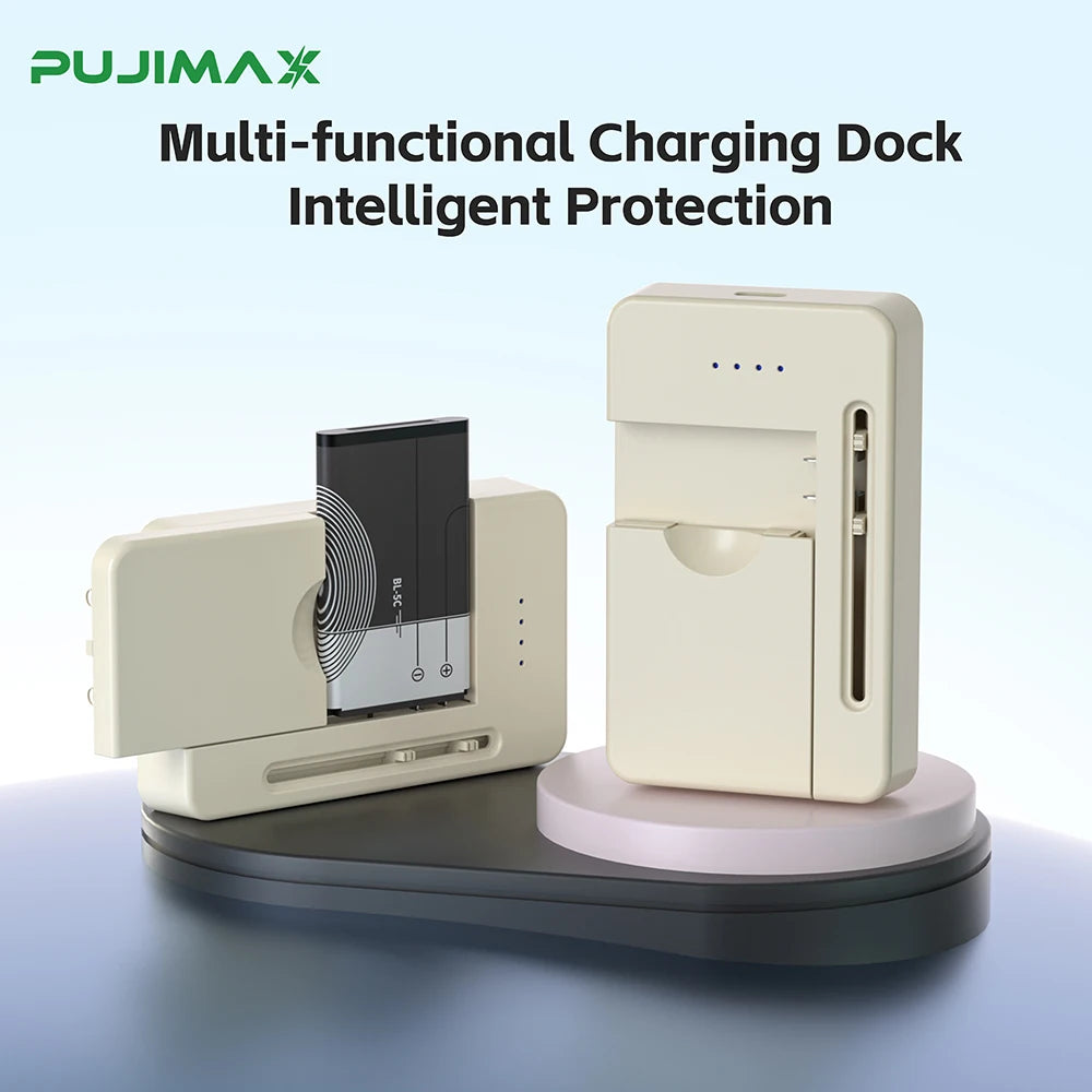 PUJIMAX 3.7V Mobile Battery Charger Universal LED Indicator Light USB-Port Battery Charger For 3.7V BL-5C BN1 BG1 BX1 Battery