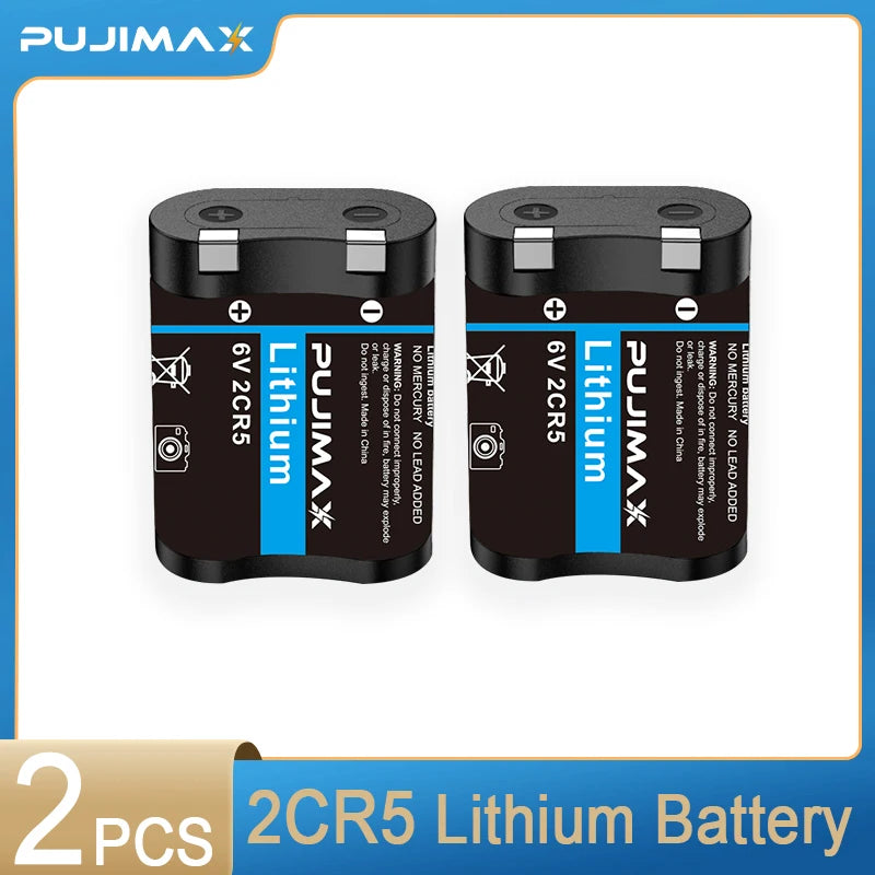 PUJIMAX Original 2CR5 Lithium Battery 6V Camera 2CR5 1700mAh Primary Batteries for Canon EOS5 50 55 650 10QD Minolta 303si Film