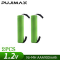 PUJIMAX 1.2VAAA Rechargeable Battery 900mah Ni-MH Cell Green Shell with Welding Tab for Philips Electric Shaver Razor Toothbrush