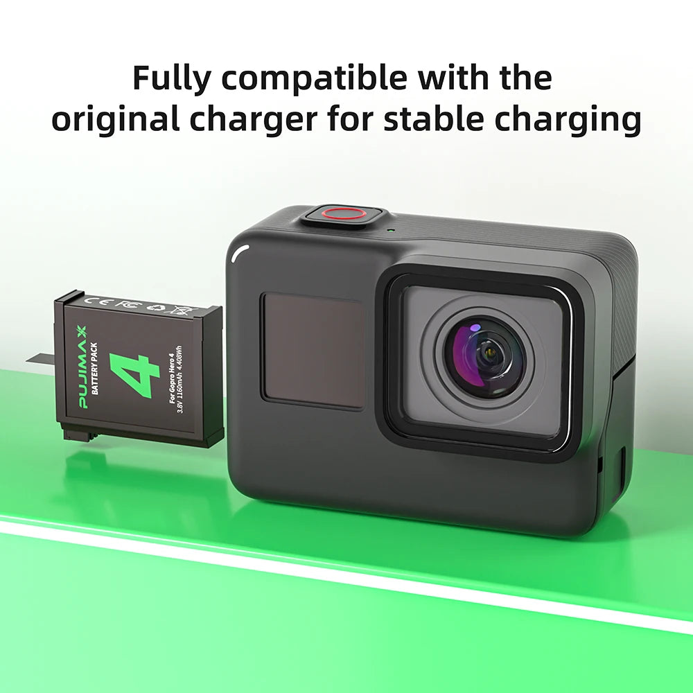 PUJIMAX 1160mAh Gopro Hero 4 Battery Replacement+2-Slots USB Charger for GoPro HERO4 Action Camera Rechargeable Battery