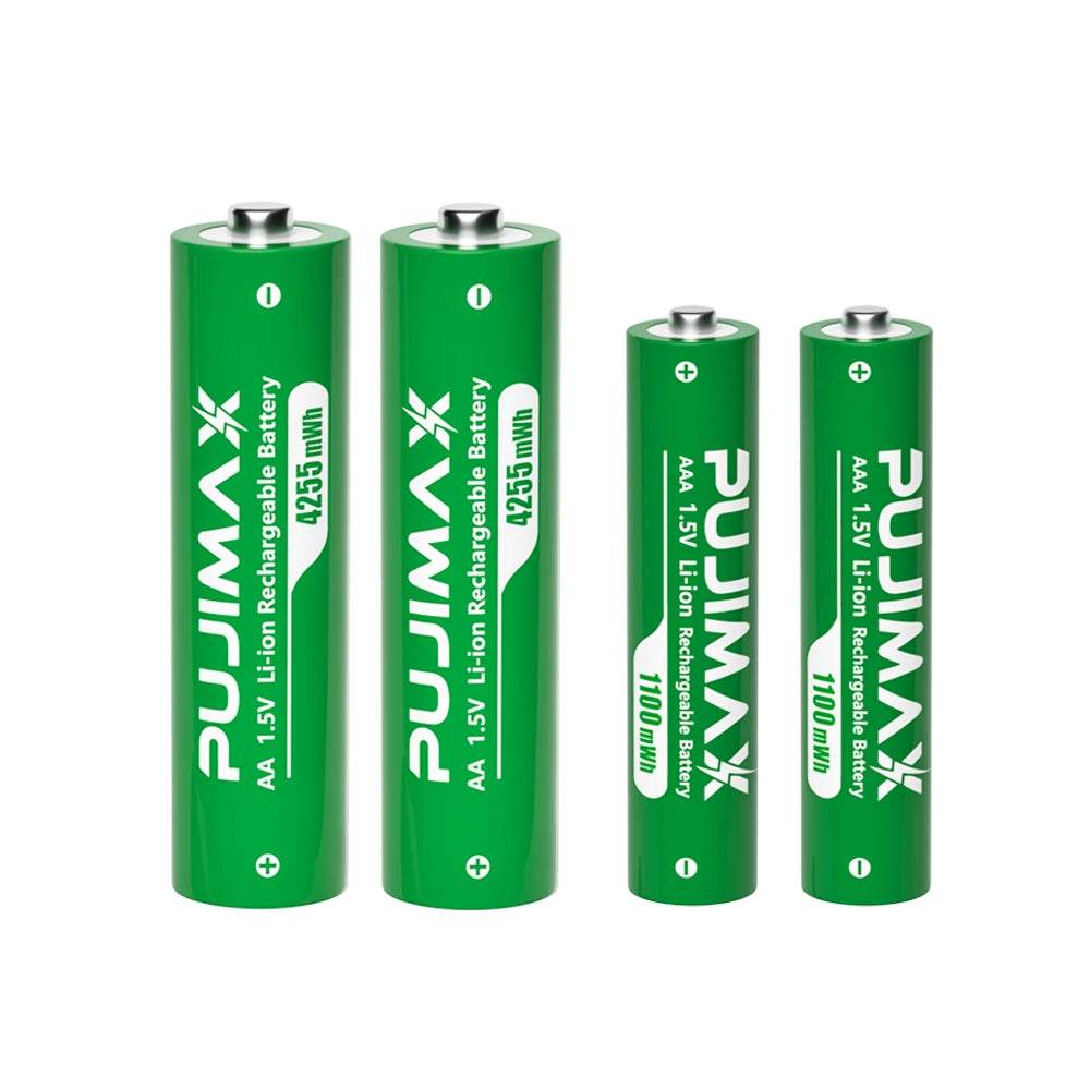 PUJIMAX Battery Smart Charger For 4-Slots1.5V AAA/AA 1100mWh 4255mWh  Rechargeable Lithium Batteries Intelligent Fast  Charger