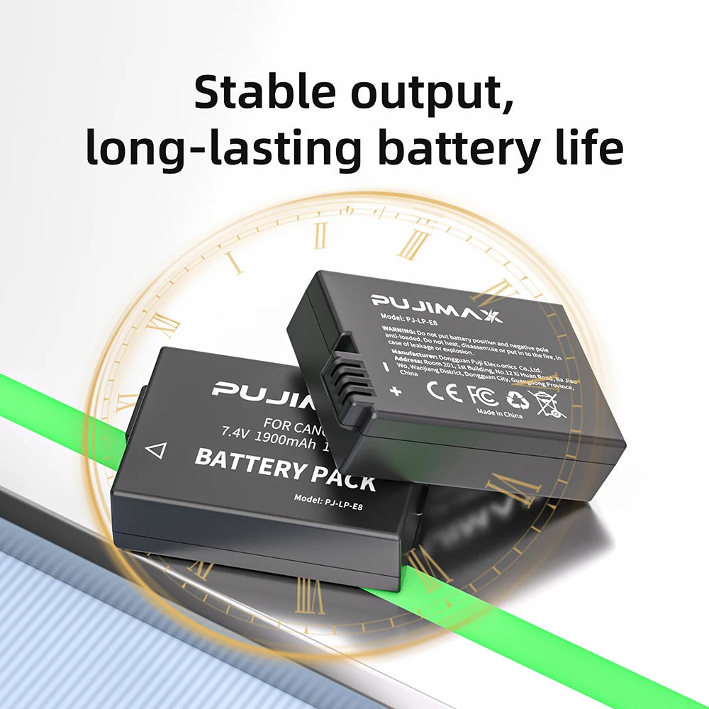 PUJIMAX LP-E8 LP E8 Battery for Canon Rebel T3i T2i T4i T5i 600D 550D 650D 700D Kiss X5 X4 Kiss X6 Rechargeable Camera Battery