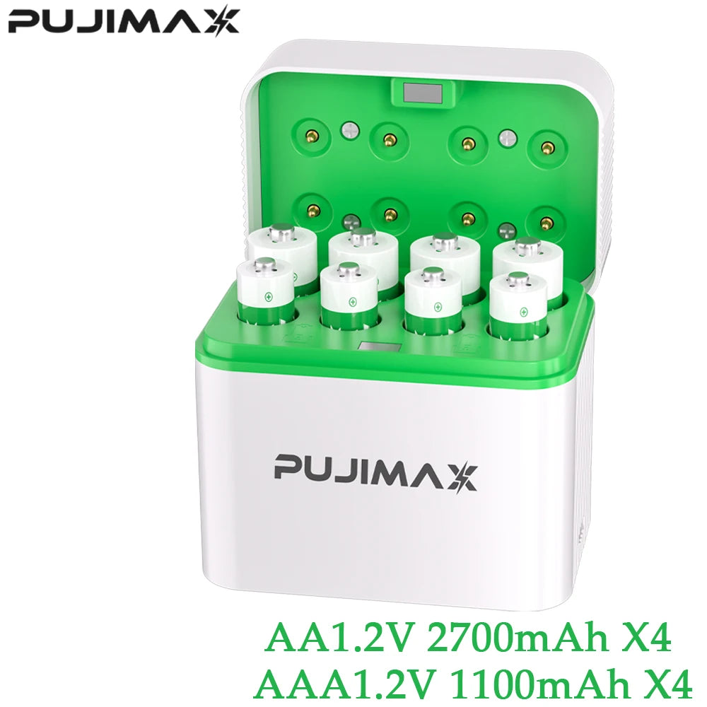  PUJIMAX 1.2V AA AAA Ni-MH Rechargeable Battery Compartment  Charger For 1100mAh 2700mAh Battery Rechargeable Led Indicator