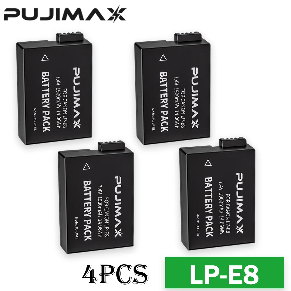 PUJIMAX LP-E8 LP E8 Battery for Canon Rebel T3i T2i T4i T5i 600D 550D 650D 700D Kiss X5 X4 Kiss X6 Rechargeable Camera Battery