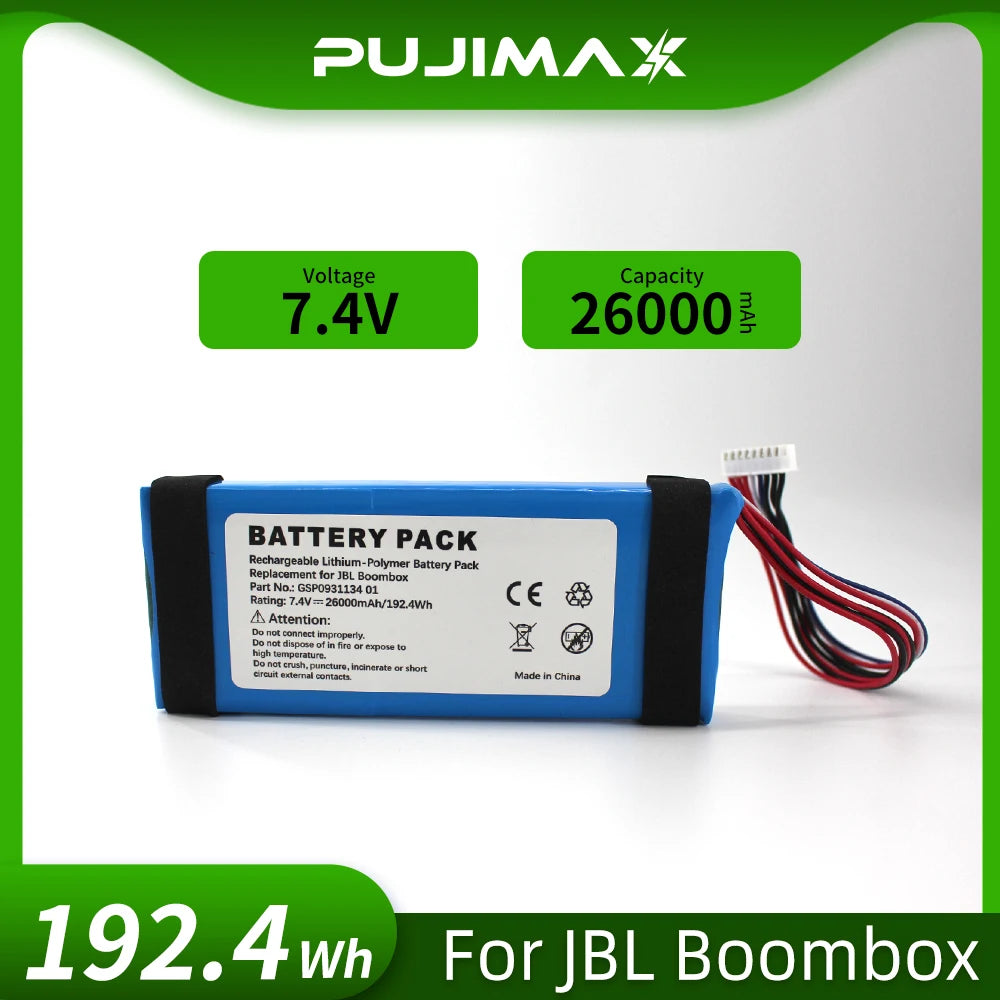  PUJIMAX Rechargeable Lithium-Polymer Battery For JBL Boombox 26000mAh GSP0931134 01 Battery For JBL Boombox Bluetooth Speaker