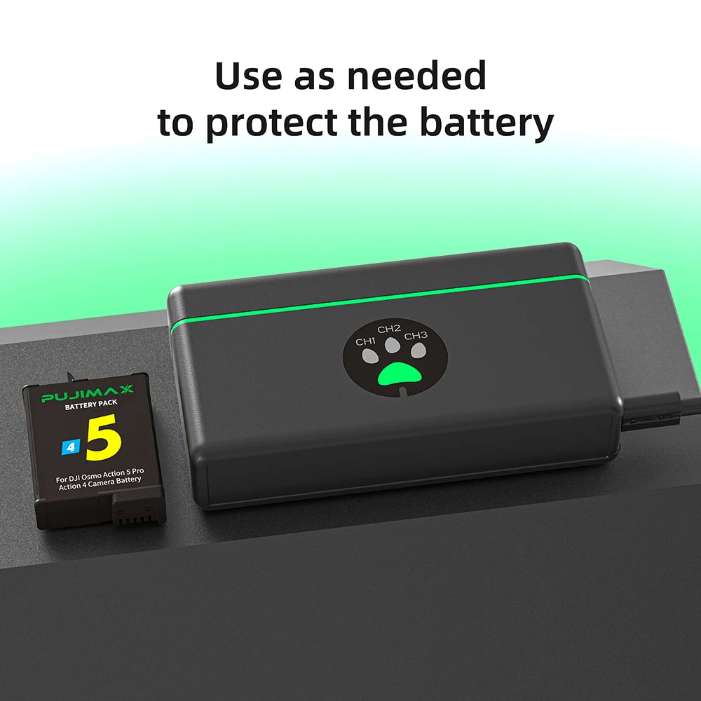 Pujimax For DJI Osmo 360 2100mAh Replacement Li-ion Battery For DJI Osmo Action 5 Pro/4/3 Charger Box for DJI Osmo 360/4/5Pro