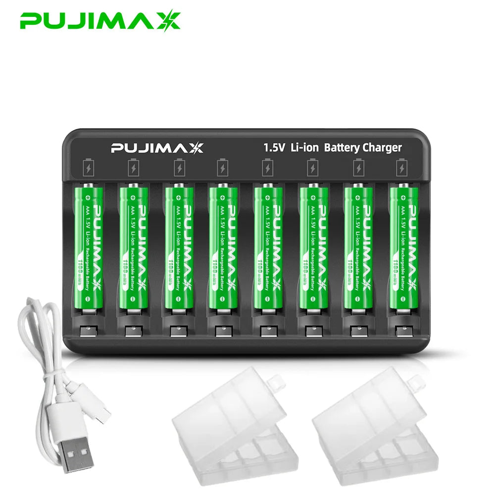 PUJIMAX AA/AAA 1.5V Li-ion Rechargeable Battery Charger 4255mWh/1100mWh Lithium Rechargeable Batteries For Remote Control Toy