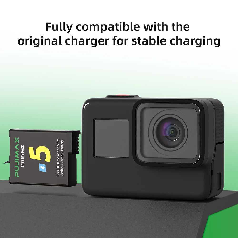 Pujimax For DJI Osmo 360 2100mAh Replacement Li-ion Battery For DJI Osmo Action 5 Pro/4/3 Charger Box for DJI Osmo 360/4/5Pro
