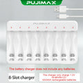 PUJIMAX 8-Slots 1.2V LCD Display Smart Battery Charger For AA/AAA NiMh NiCd Rechargeable Batteries aa aaa Batteries Charger