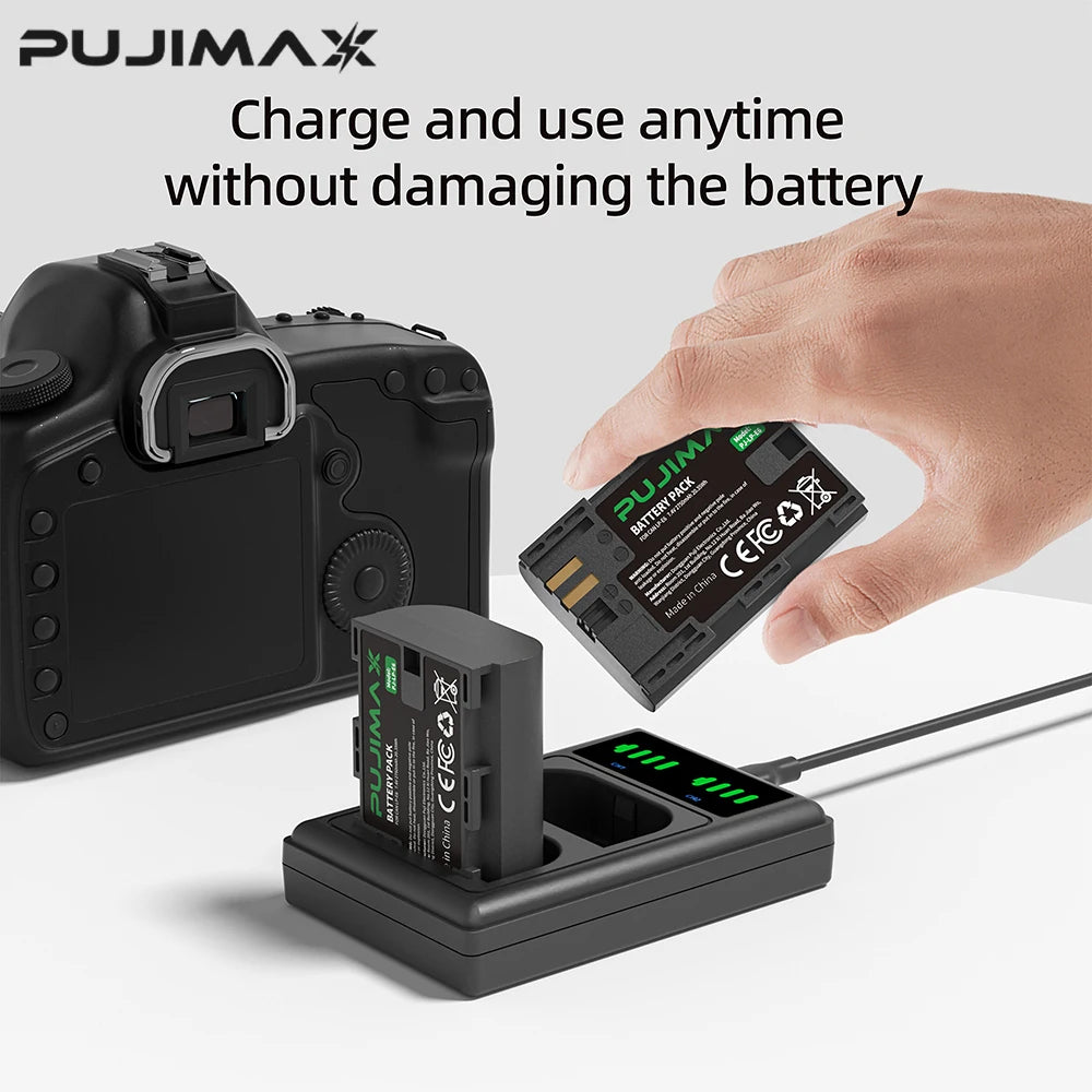 PUJIMAX 2750mAh LP E6 LPE6 LP-E6 E6N Battery + LED Dual Charger For Canon EOS 5DS R 5D Mark II 5D Mark III 6D 7D 70D 80D Camera