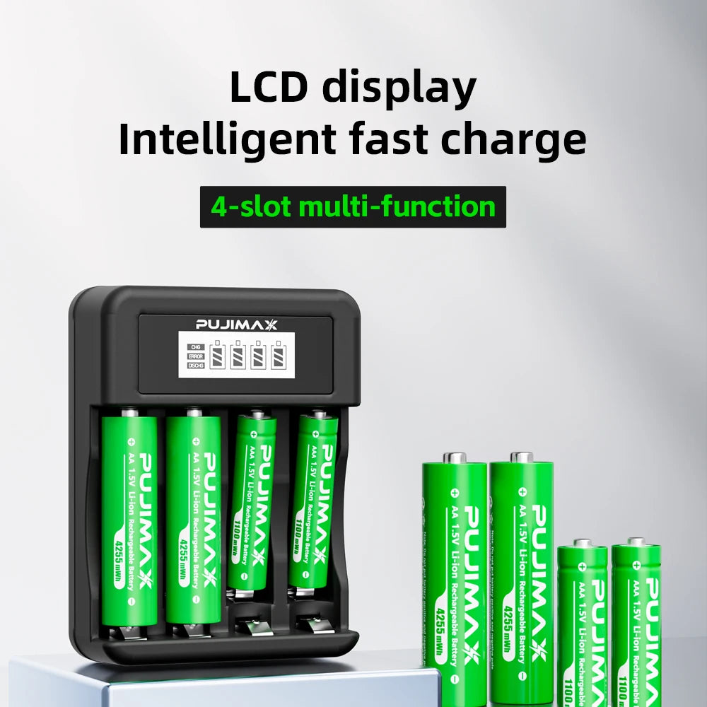 PUJIMAX 1.5V Lithium Battery Charger Fast Charging Rechargeable Battery For Hunting Camera Remote Control Mouse Smart Door ﻿