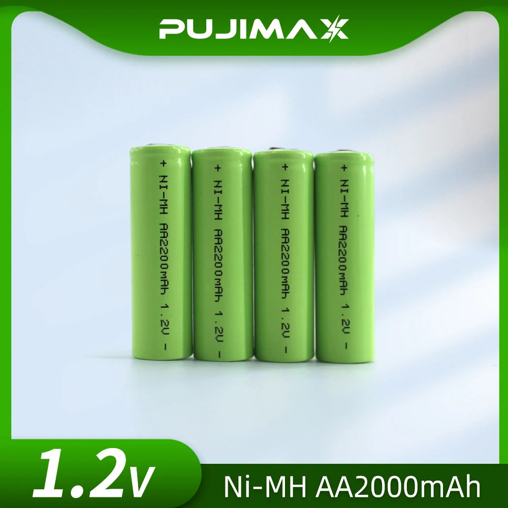 PUJIMAX 1.2V AA Rechargeable Battery 2200mAh NiMh Cell Green Shell with Welding Tab for Philips Electric Shaver Razor Toothbrush