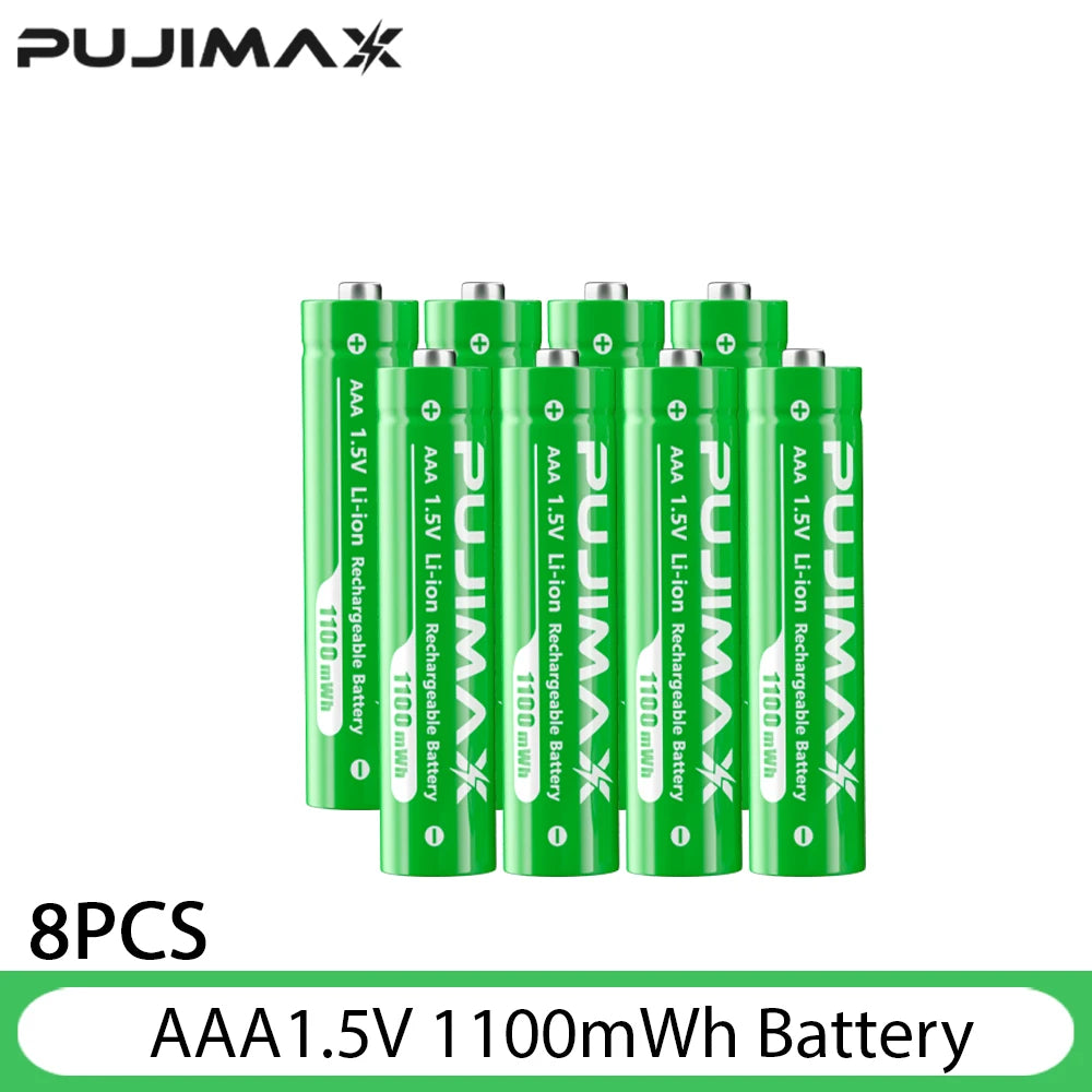PUJIMAX AA/AAA 3400mWh 1100mWh 1.5V Li-Ion Rechargeable BatteryCharger Lithium Batteries For Mouse Flashlight Fan Game Machine
