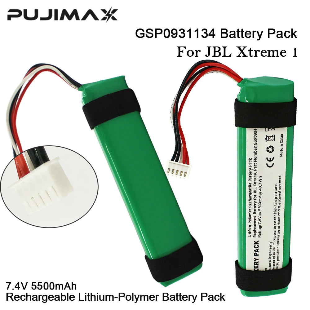 PUJIMAX 7.4V 5500mAh Battery Pack GSP0931134 Speaker Battery for JBL Xtreme 1 Rechargeable Wireless Bluetooth Batteries