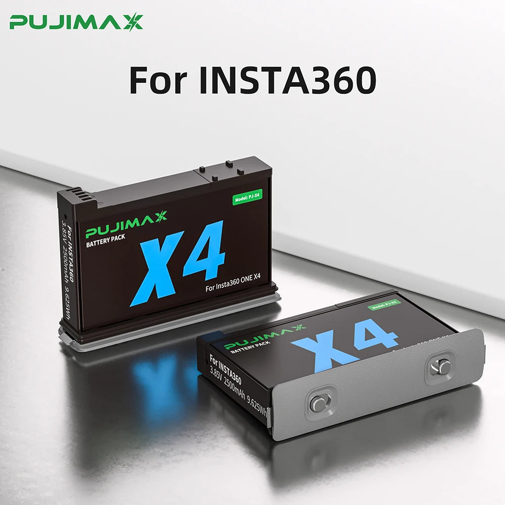 PUJIMAX 2500mAh High Capacity Battery For Insta360 X4 Battery+Fast Charging Case Storage Box For Insta 360 ONE X 4 Accessories