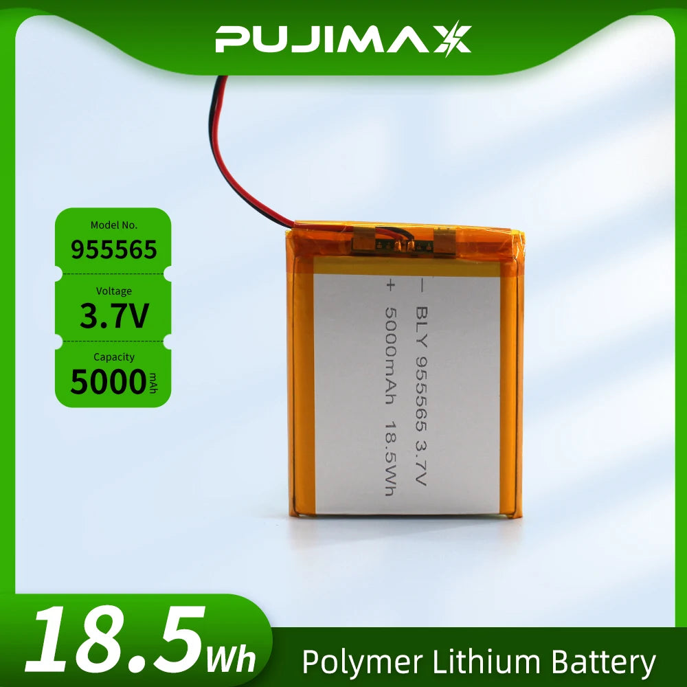 PUJIMAX 3.7V 5000mAh 955565 Polymer Lithium Battery PH 2.0mm 2pin Plug Lithium Ion Battery For Power Bank GPS Home Air Condition