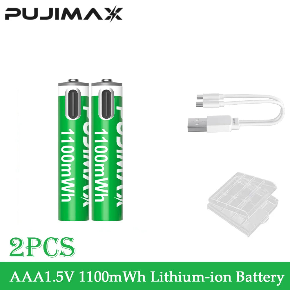 PUJIMAX 1.5V AA/AAA 4255mWh/1100mWh 1.5V Lithium Rechargeable Battery Type-C Fast Charger High Capacity Electronic Keyboard