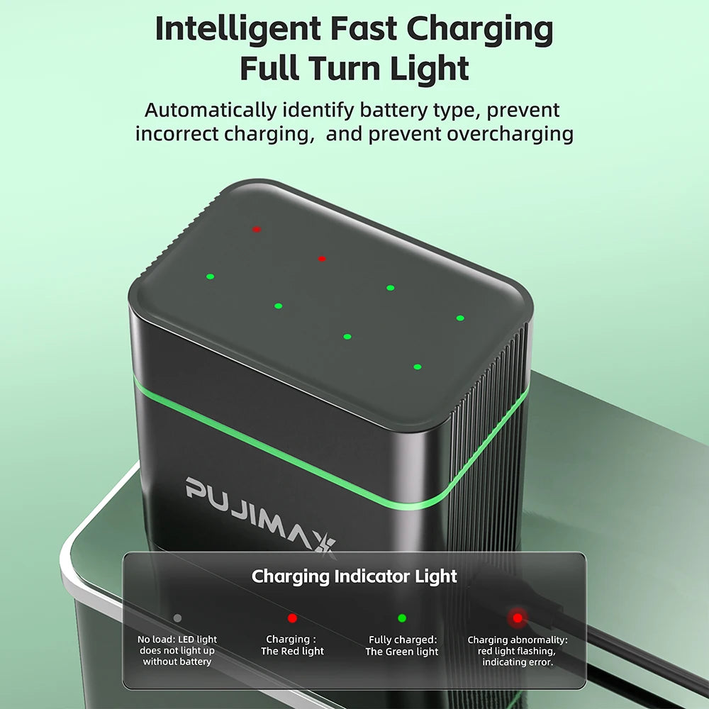 PUJIMAX 1.5V AA AAA Li-ion Rechargeable Battery Charger For 1100mWh 4255mWh Battery Rechargeable Led Indicator
