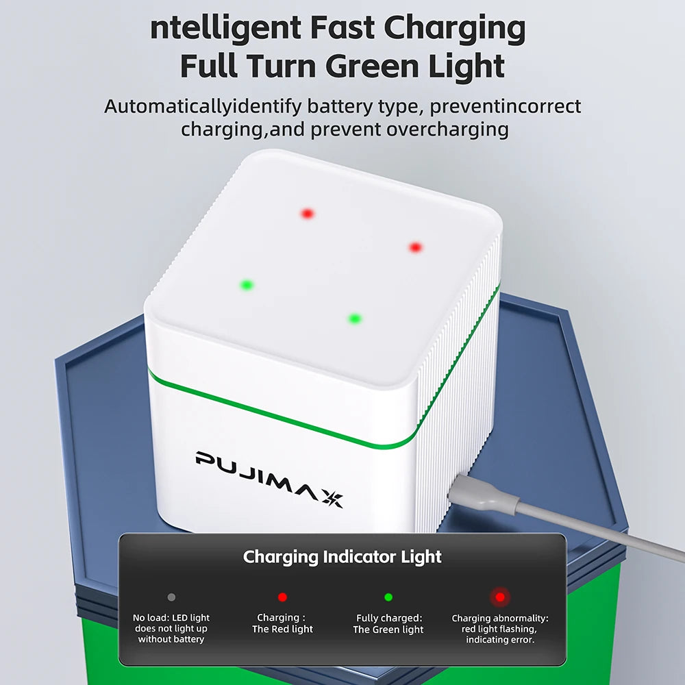 PUJIMAX 4 Slot D Size Battery Charger 1.2V 10000mAh LR20 D Cell Ni-MH Rechargeable Battery for Gas Cooker Water Heater Flashligh