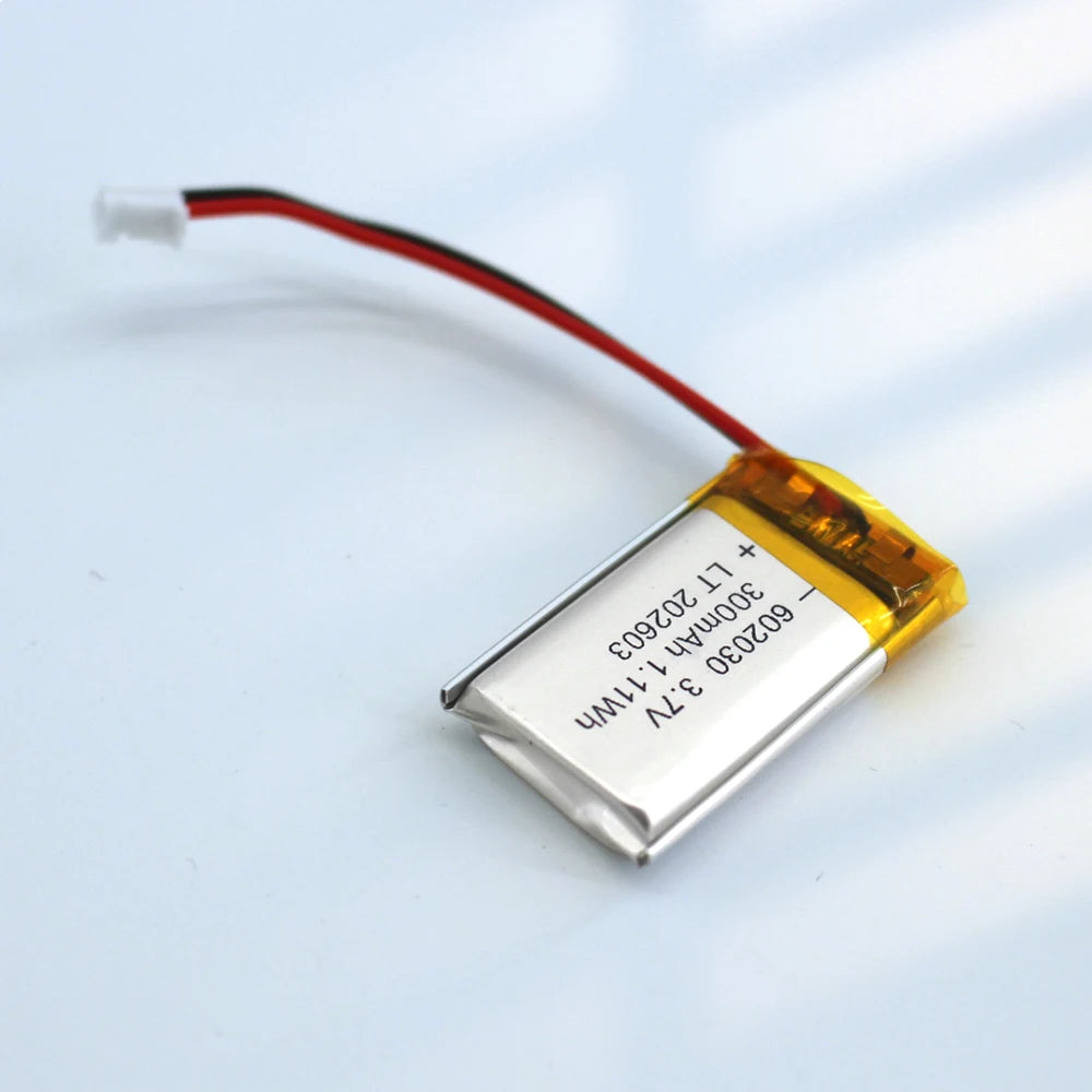 PUJIMAX 602030 300mAh Lithium Rechargeable Battery 3.7V Li-ion Polymer Battery for Bluetooth Headset Speaker Monitor Self-Timer