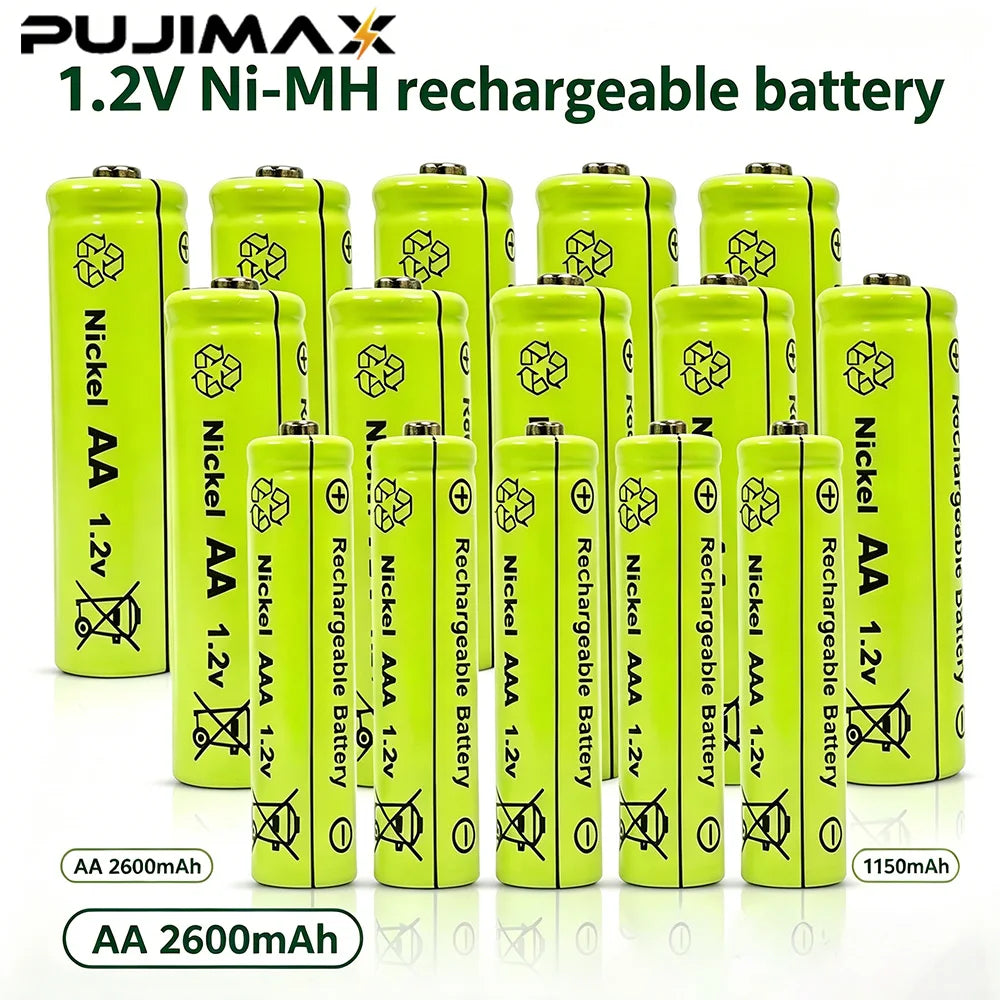 PUJIMAX AAA Rechargeable Batteries 1150mAh 1.2V 2600mAh AAA Ni-MH Battery for Garden Landscaping Outdoor Solar Lights Toys Mouse