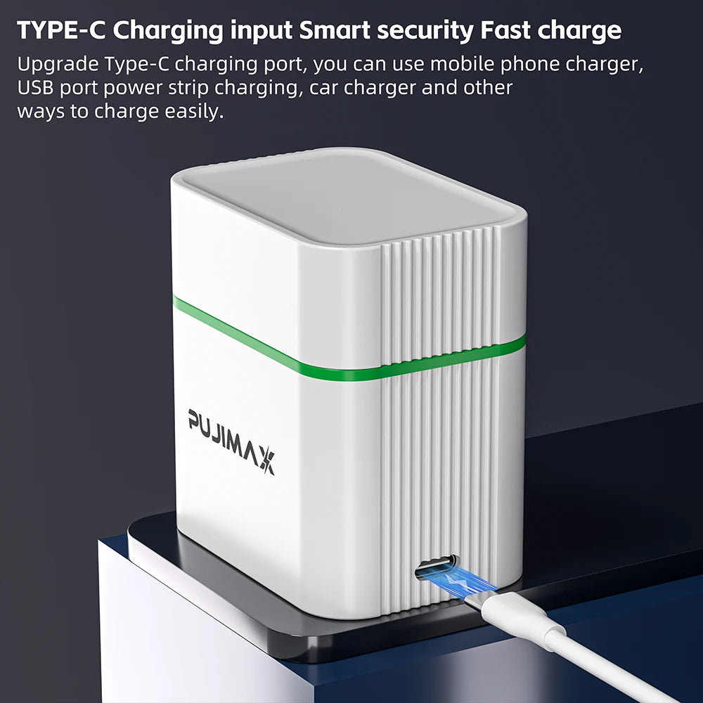 PUJIMAX 1.2V AAA 1100mAh Rechargeable Ni-MH Battery With Smart Battery Charger Compartments Charger Set