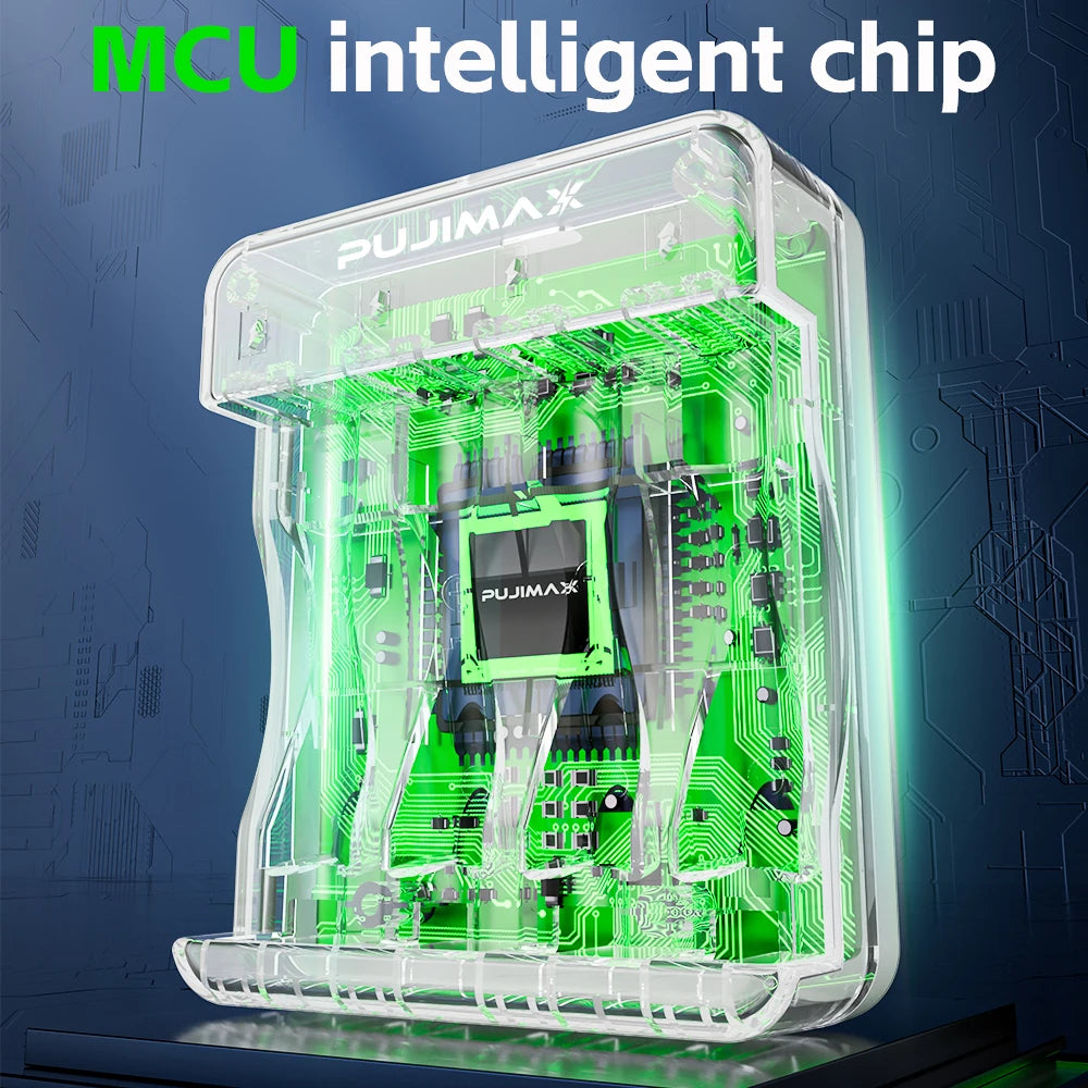 PUJIAMX 4 Slot AA/AAA NI-MH Rechargeable Battery Charger LED Display Batteries Charger +Type C Cable Portable Fast Charging Tool