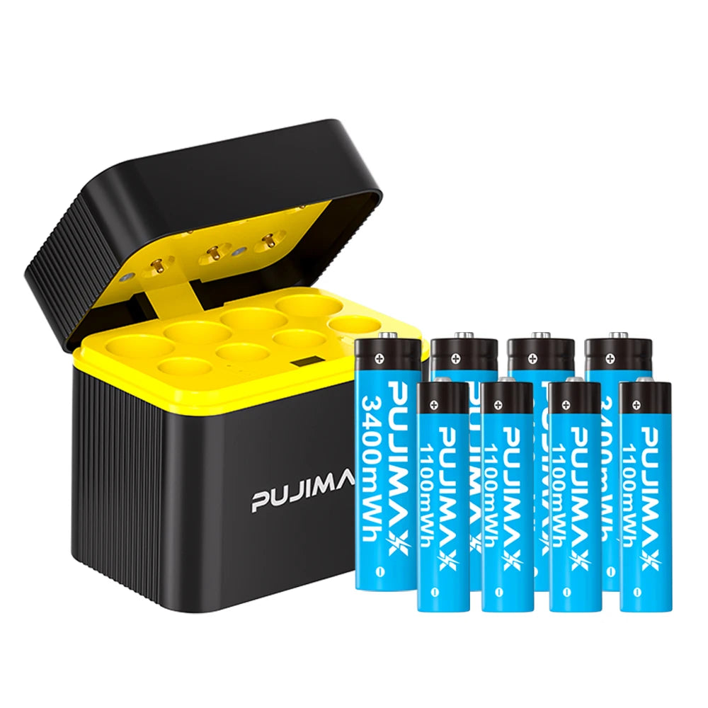 PUJIMAX 8-Slots Battery Smart Charger For 1.5V AAA/AA 1100mWh 4255mWh  Rechargeable Lithium Batteries Intelligent Fast  Charger