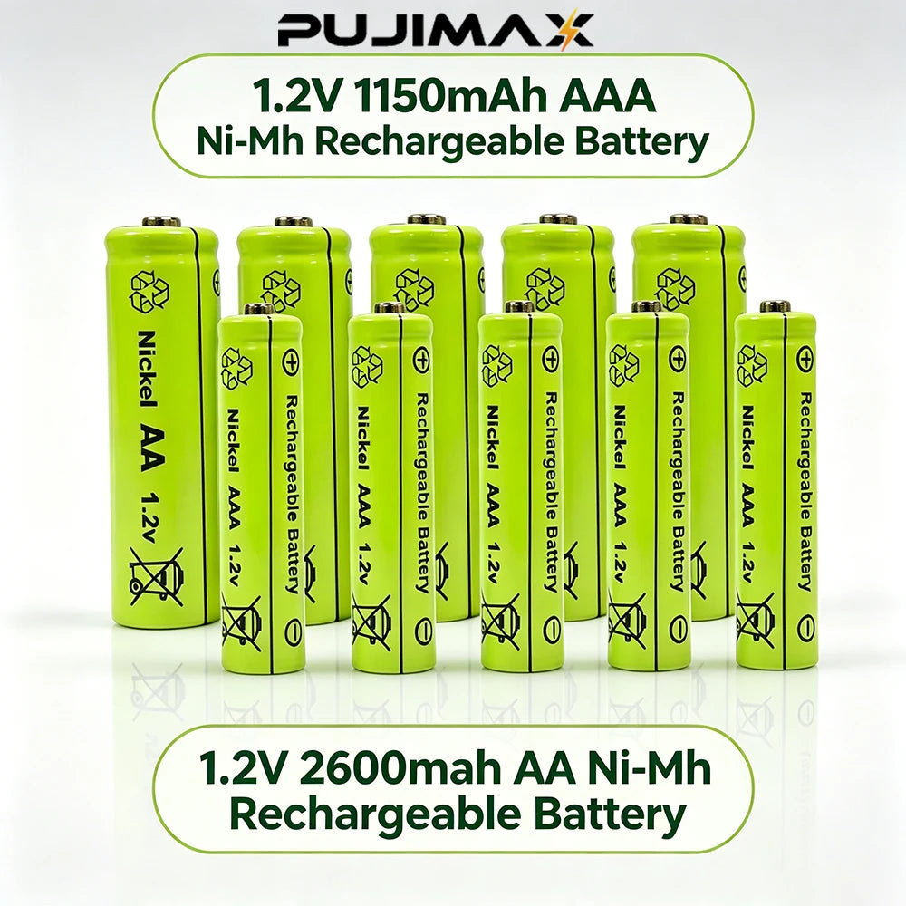 PUJIMAX AAA Rechargeable Batteries 1150mAh 1.2V 2600mAh AAA Ni-MH Battery for Garden Landscaping Outdoor Solar Lights Toys Mouse