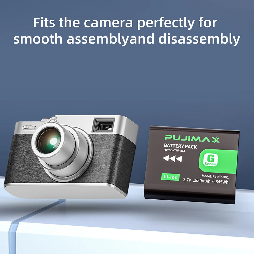 PUJIMAX NP-BG1 NP BG1 FG1 Battery For Sony DSC-H50 DSC-H55 DSC-H3 DSC-H7 DSC-H9 H10 H20 W100 WX1 Camera Battery NPBG1 1850mAh