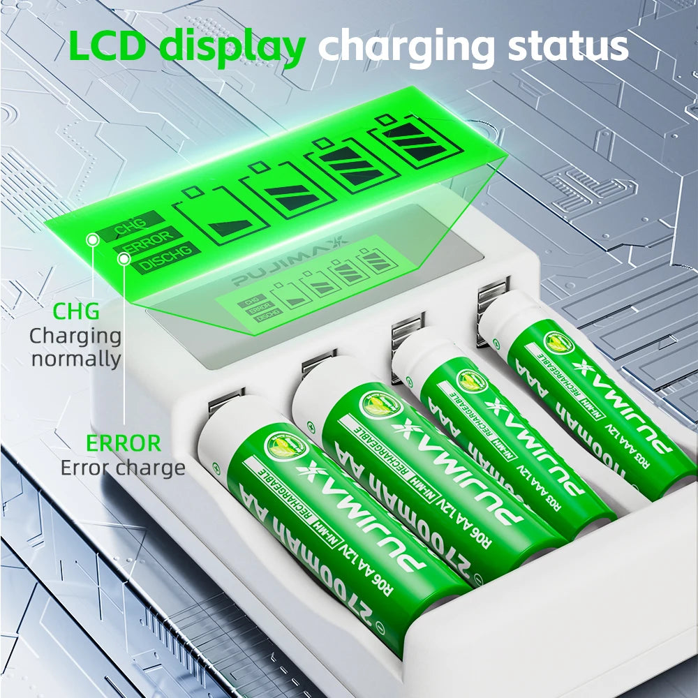 PUJIMAX 1.2V AA/AAA Ni-MH Rechargeable Batteries Battery Set 1100mAh 2700mAh For Mp3 Mobile  Led Flashlight Toys Torch Batteries