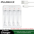 PUJIAMX 4 Slot AA/AAA NI-MH Rechargeable Battery Charger LED Display Batteries Charger +Type C Cable Portable Fast Charging Tool