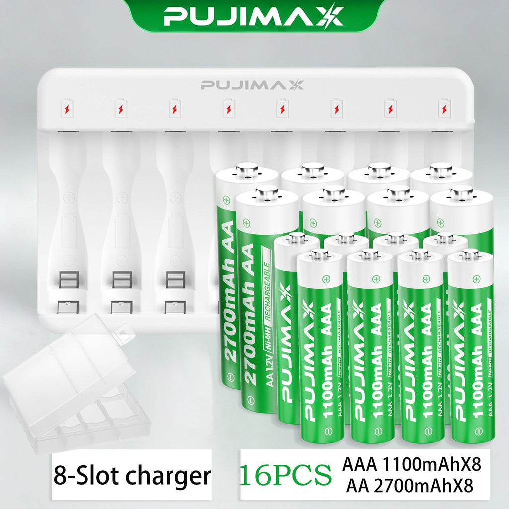PUJIMAX AA AAA Rechargeable Batteries 1.2V 1100mWh 2700mWh Ni-MH Battery for Toys Flashlight Remote Control Electric Toys Mouse