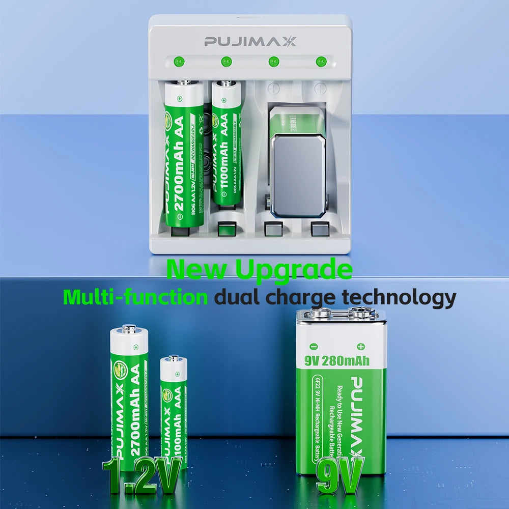 PUJIMAX  AA/AAA Battery 1.2V Rechargeable Batteries 2700mAh 1100mAh NI-HM Battery for Remote Control Mouse Computers Toy Clocks