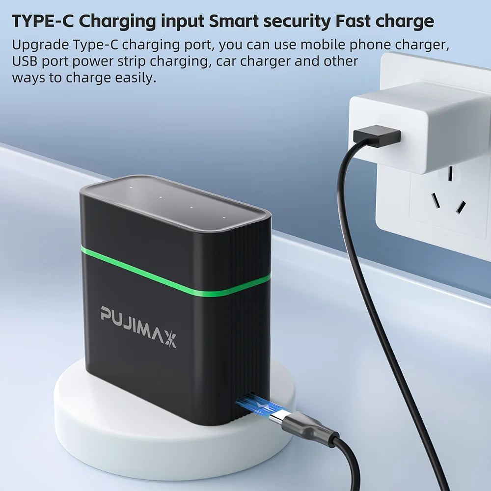PUJIMAX  AA 1.5V 4255mWh Smart Charging Compartment 4-Slot  Rechargeable batteries Lithium Battery Charger Set Large Capacity