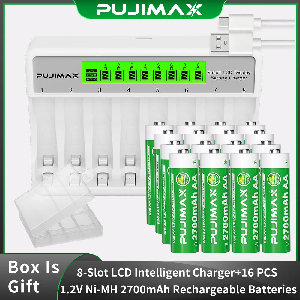 PUJIMAX Rechargeable Ni-MH Battery High-Capacity 1.2V AA&AAA 2700mAh 1100mAh Batteries For Remote Control Mouse Electric Toys