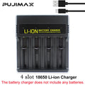 PUJIMAX 2/4 Slots Battery Charger for 3.7V 18650,21700,20700,26650,14500,16340 Li-Ion Batteries Short Circuit Pratection Charger