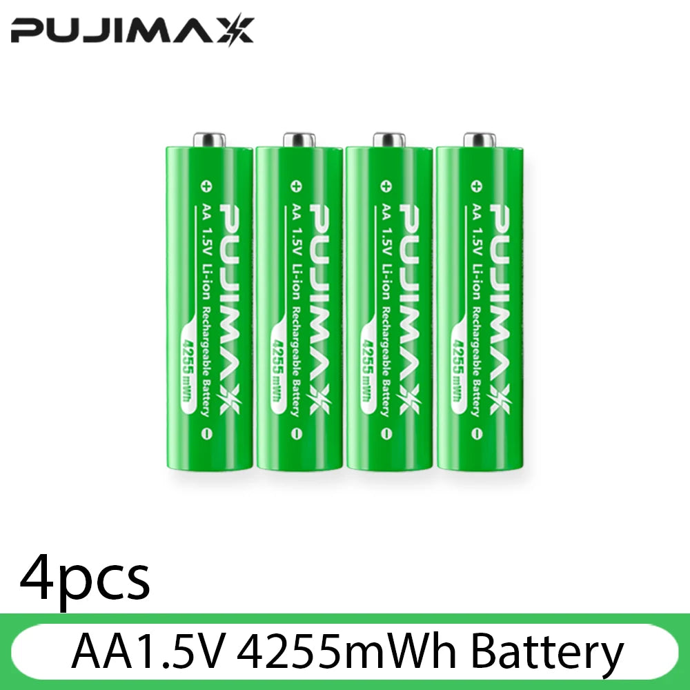  PUJIMAX 1.5V Li-ion Rechargeable Battery 4255mWh/1100mWh 1.5V Lithium Rechargeable Batteries Battery For Remote Control Toy